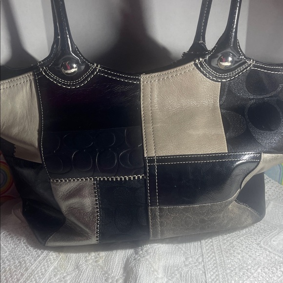 Coach Black and Tan Patchwork Tote - Picture 3 of 5